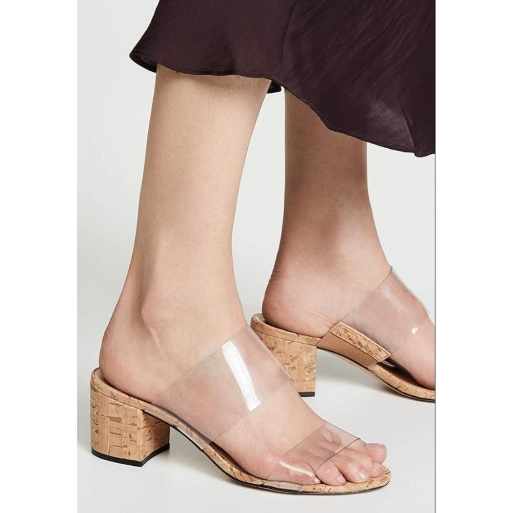 Schutz victorie double strap vinyl sandals in transparent /natural cork